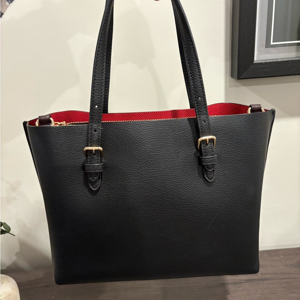 Coach Black Leather Mollie Tote 25 - Picture 2 of 10
